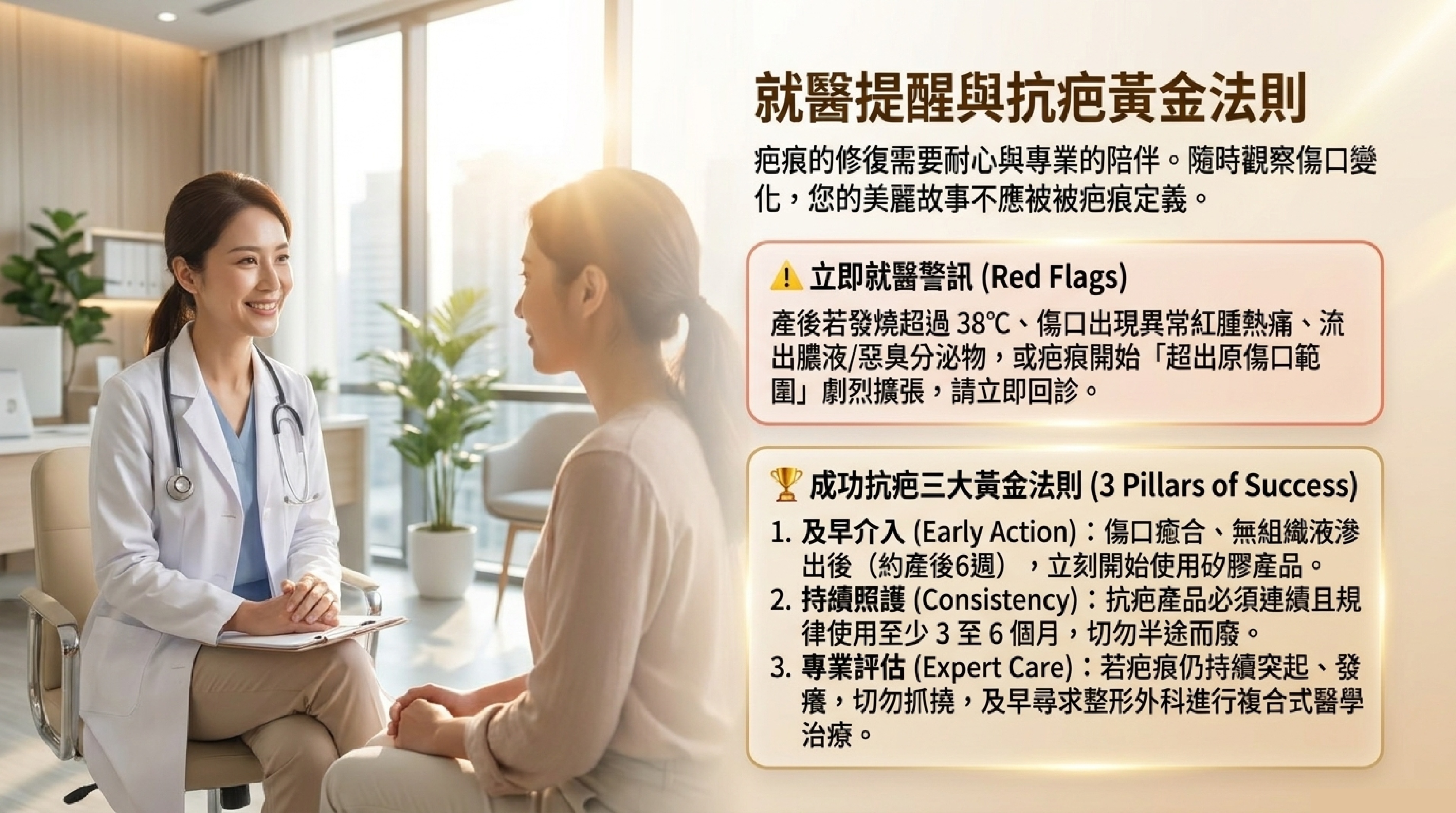 剖腹產疤痕就醫紅字警訊與成功抗疤三大黃金法則:及早介入、持續照護、專業評估