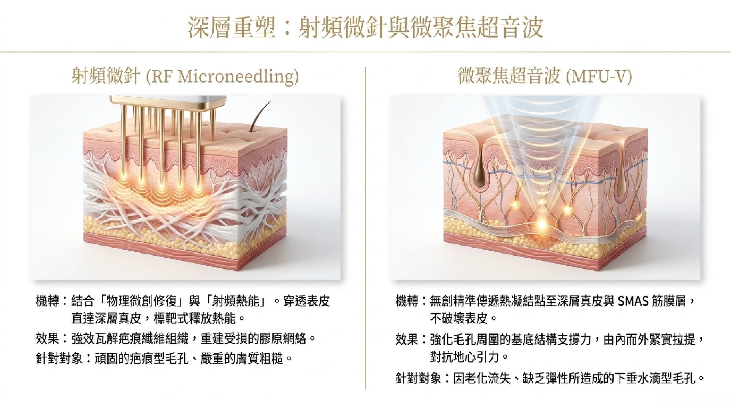 射頻微針與微聚焦超音波 MFU-V:深層真皮與 SMAS 筋膜的結構性緊緻