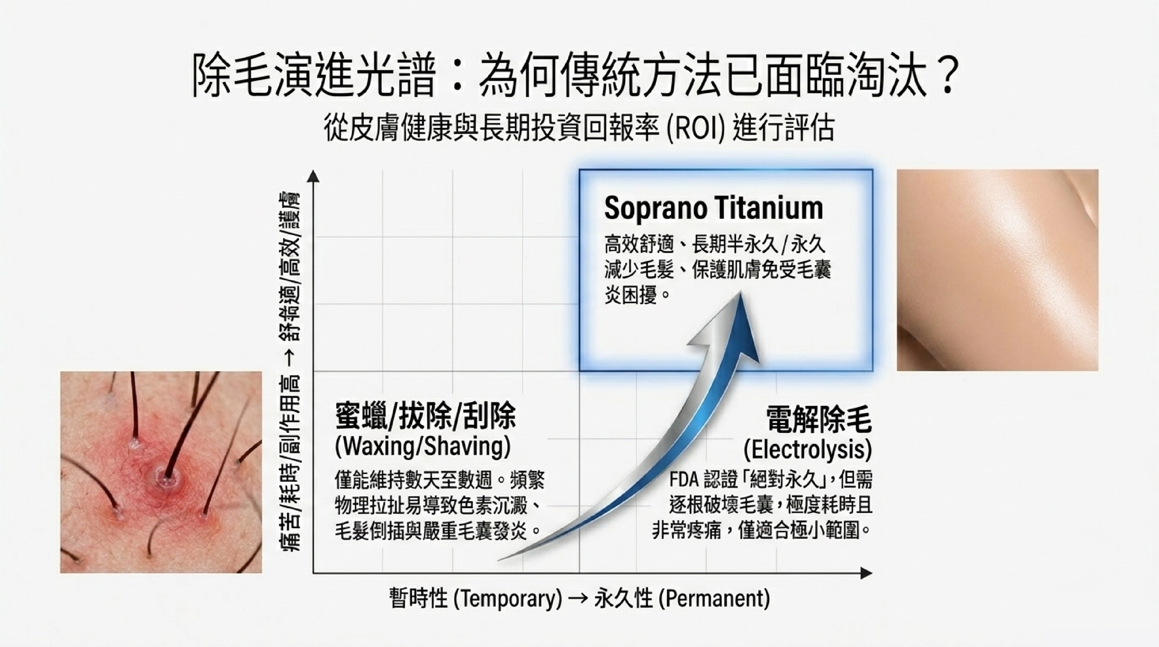 除毛方法比較:雷射與蜜蠟、刮除、電解在效果、皮膚風險與適用情境上的差異